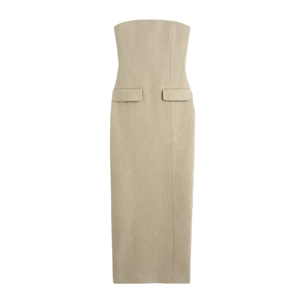 Toteme Strapless pocket dress in Beige