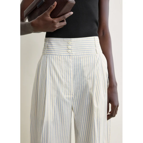 Toteme Stripe balloon trousers in White / Cobalt, view 6