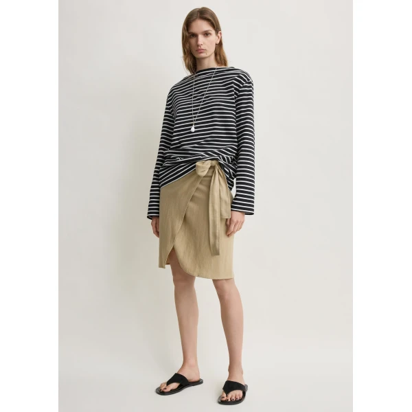 Toteme Stripe jersey long-sleeve tee in Black / White Top, view 2