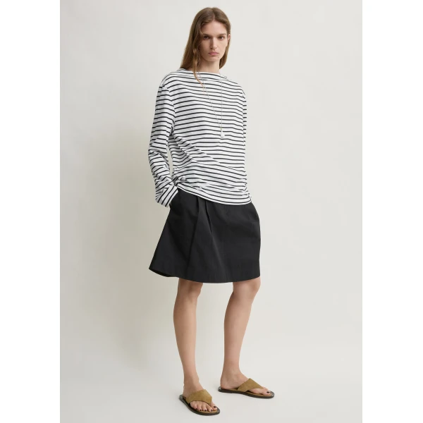 Toteme Stripe jersey long-sleeve tee in White / Black Top, view 2