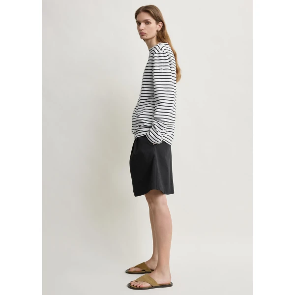 Toteme Stripe jersey long-sleeve tee in White / Black Top, view 3