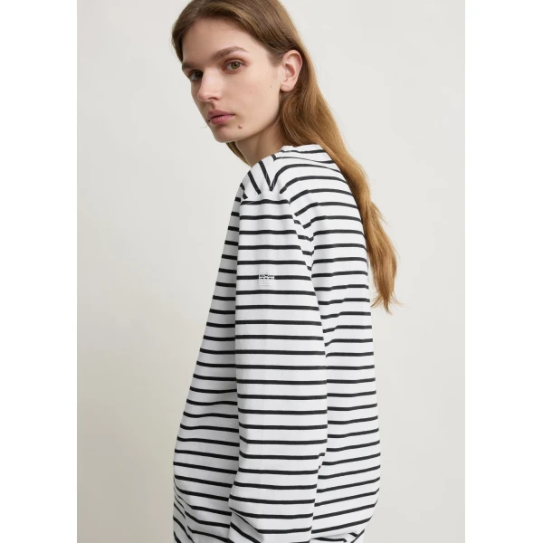 Toteme Stripe jersey long-sleeve tee in White / Black Top, view 4