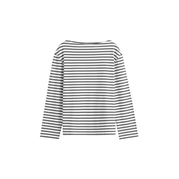 Toteme Stripe jersey long-sleeve tee in White / Black Top