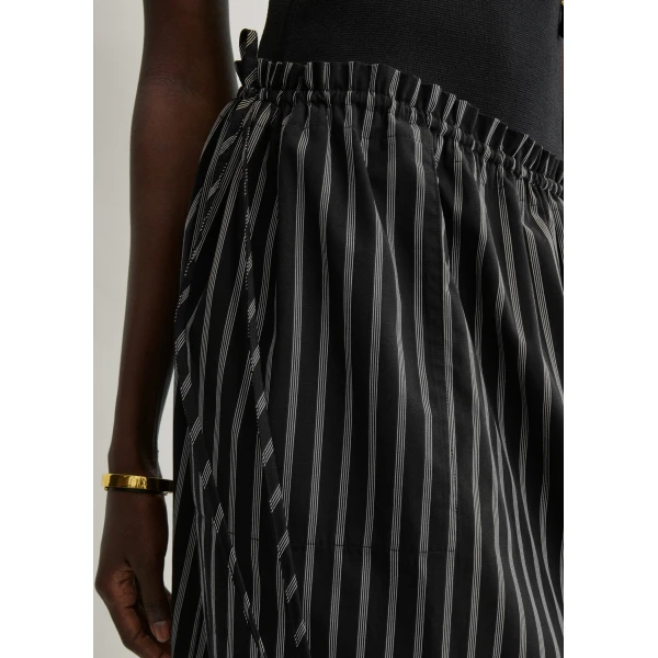 Toteme Striped drawstring skirt in Black / White, view 6