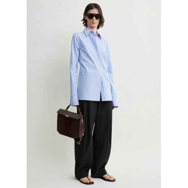 Toteme Striped poplin shirt in Blue / White, view 2