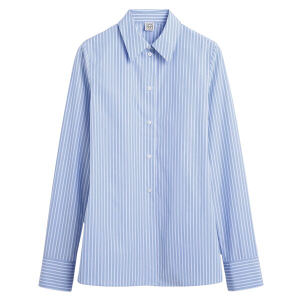 Toteme Striped poplin shirt in Blue / White