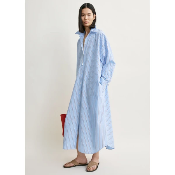 Toteme Striped shirtdress in Pale blue / Red Dress, view 2