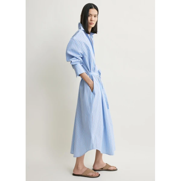 Toteme Striped shirtdress in Pale blue / Red Dress, view 3