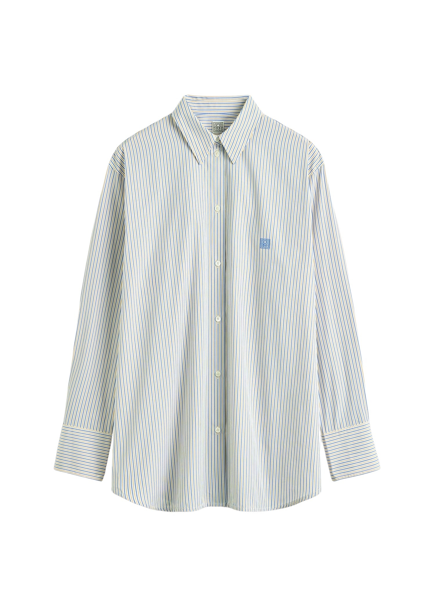 Totême Striped summer shirt in Blue / Yellow - Tops - Scandinavian Minimalist Luxury at Luxury Shoes 