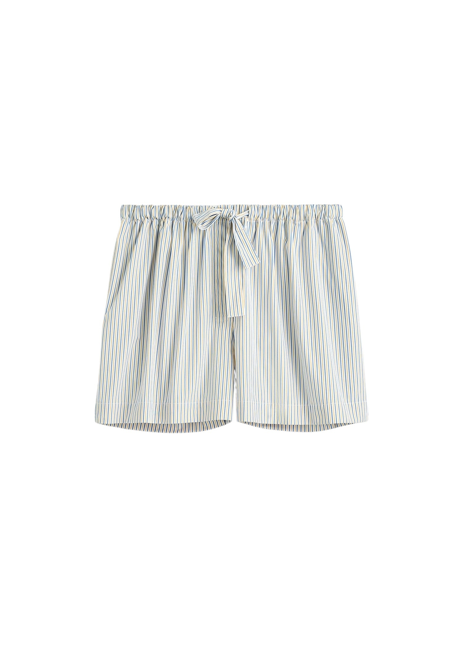 Totême Striped summer shorts in Blue / Yellow - Shorts - Scandinavian Minimalist Luxury at Luxury Shoes 