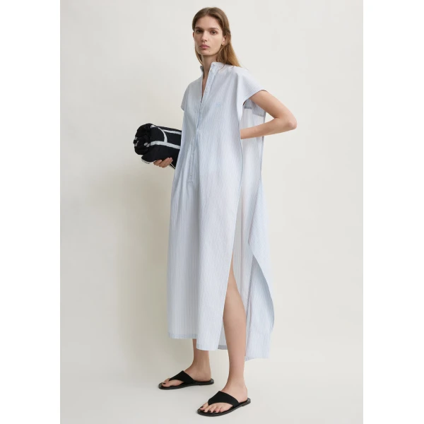 Toteme Striped tie-sleeve dress blue/white in Pale blue / White, view 2