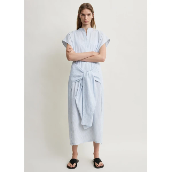 Toteme Striped tie-sleeve dress blue/white in Pale blue / White, view 3