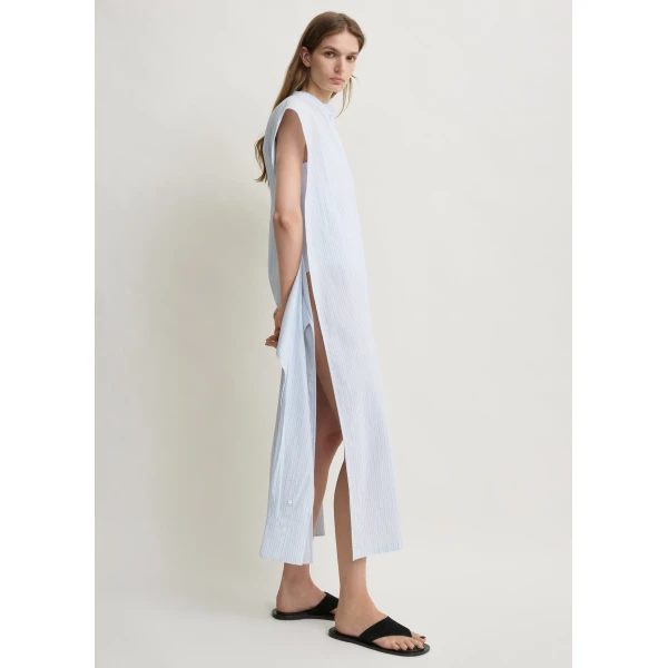 Toteme Striped tie-sleeve dress blue/white in Pale blue / White, view 4