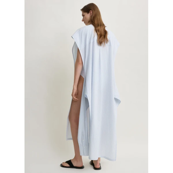 Toteme Striped tie-sleeve dress blue/white in Pale blue / White, view 5