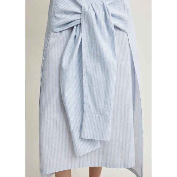 Toteme Striped tie-sleeve dress blue/white in Pale blue / White, view 6