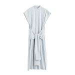Toteme Striped tie-sleeve dress blue/white in Pale blue / White