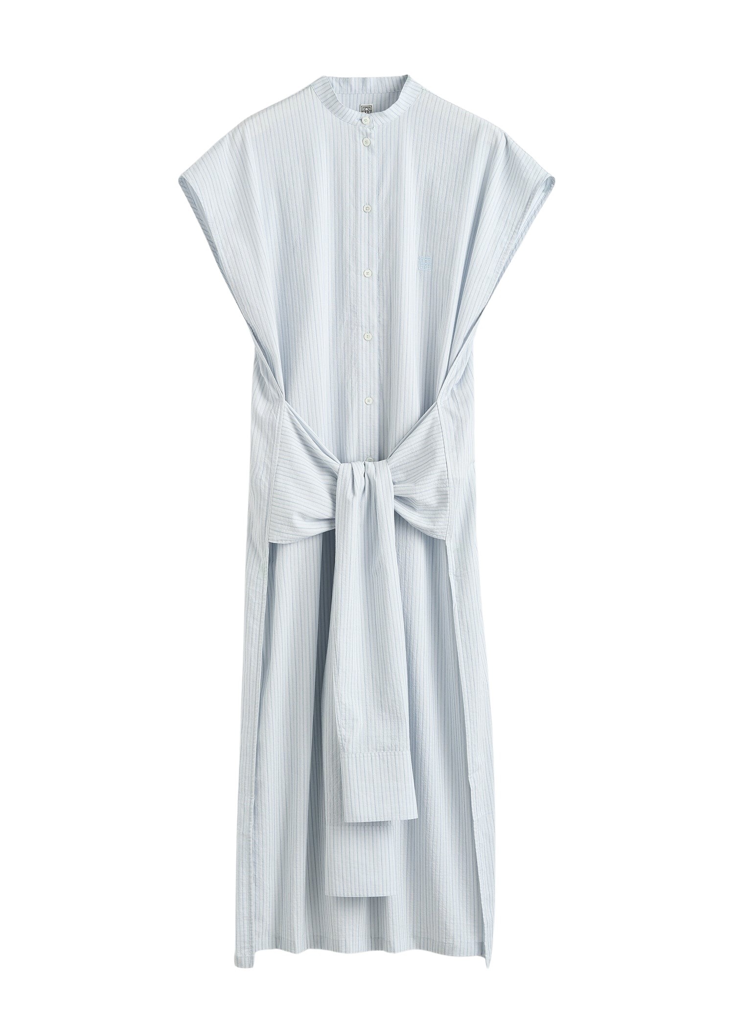 Totême Striped tie-sleeve dress blue/white in Pale blue / White - Dresses - Scandinavian Minimalist Luxury at Luxury Shoes 