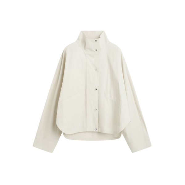Totême Summer parachute jacket in Oyster - Jackets - Scandinavian Minimalist Luxury at Luxury Shoes 