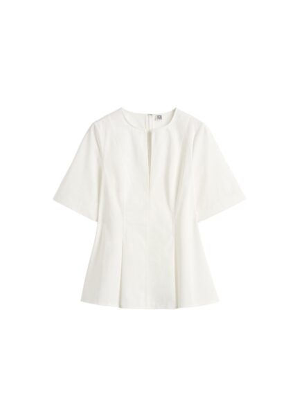 Totême Tailored cotton top in White - Tops - Scandinavian Minimalist Luxury at Luxury Shoes 