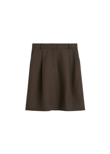 Totême Tailored pleat skirt in Bark - Skirts - Scandinavian Minimalist Luxury at Luxury Shoes 