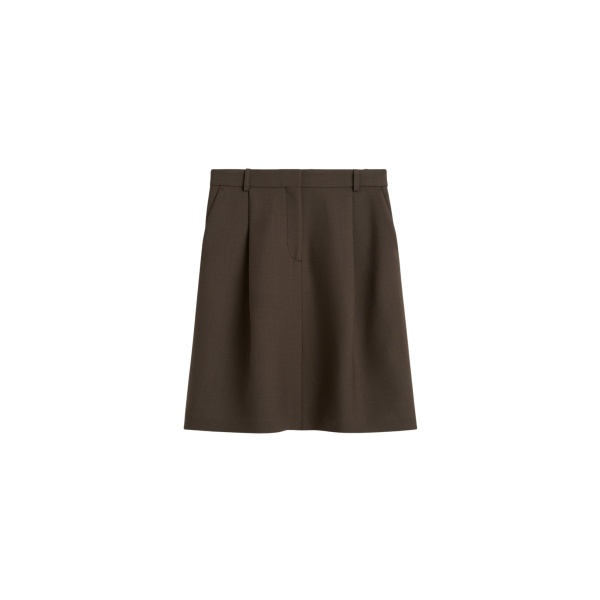 Totême Tailored pleat skirt in Bark - Skirts - Scandinavian Minimalist Luxury at Luxury Shoes 