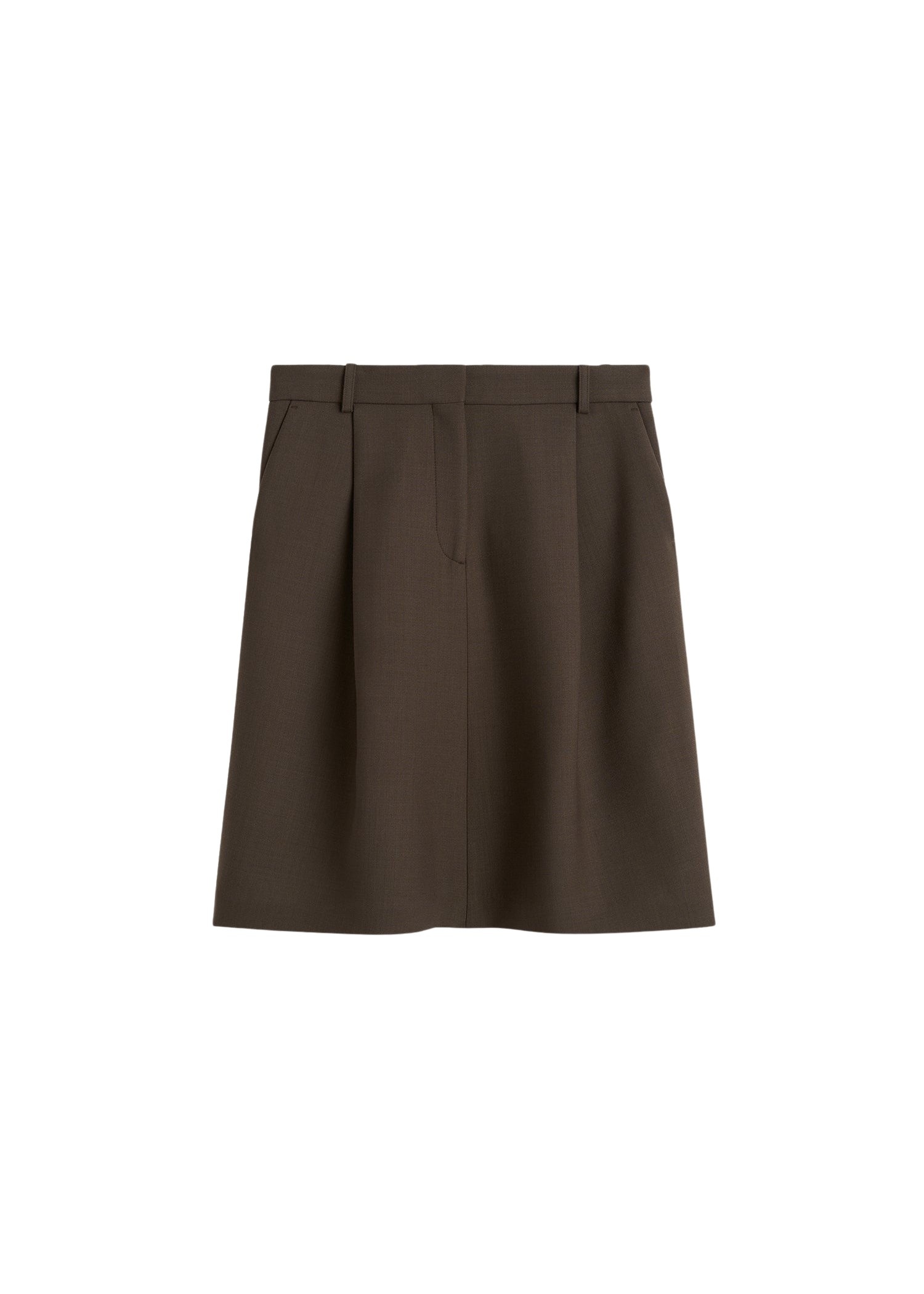 Totême Tailored pleat skirt in Bark - Skirts - Scandinavian Minimalist Luxury at Luxury Shoes 