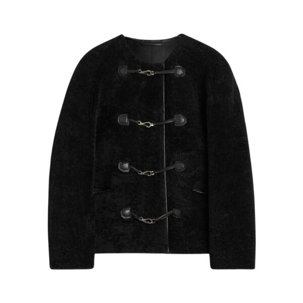 Toteme Teddy shearling clasp jacket in Black