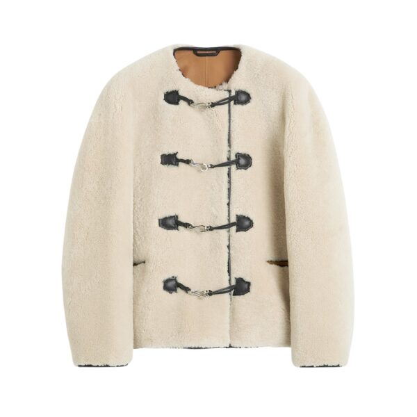 Toteme Teddy shearling clasp jacket in Off-white