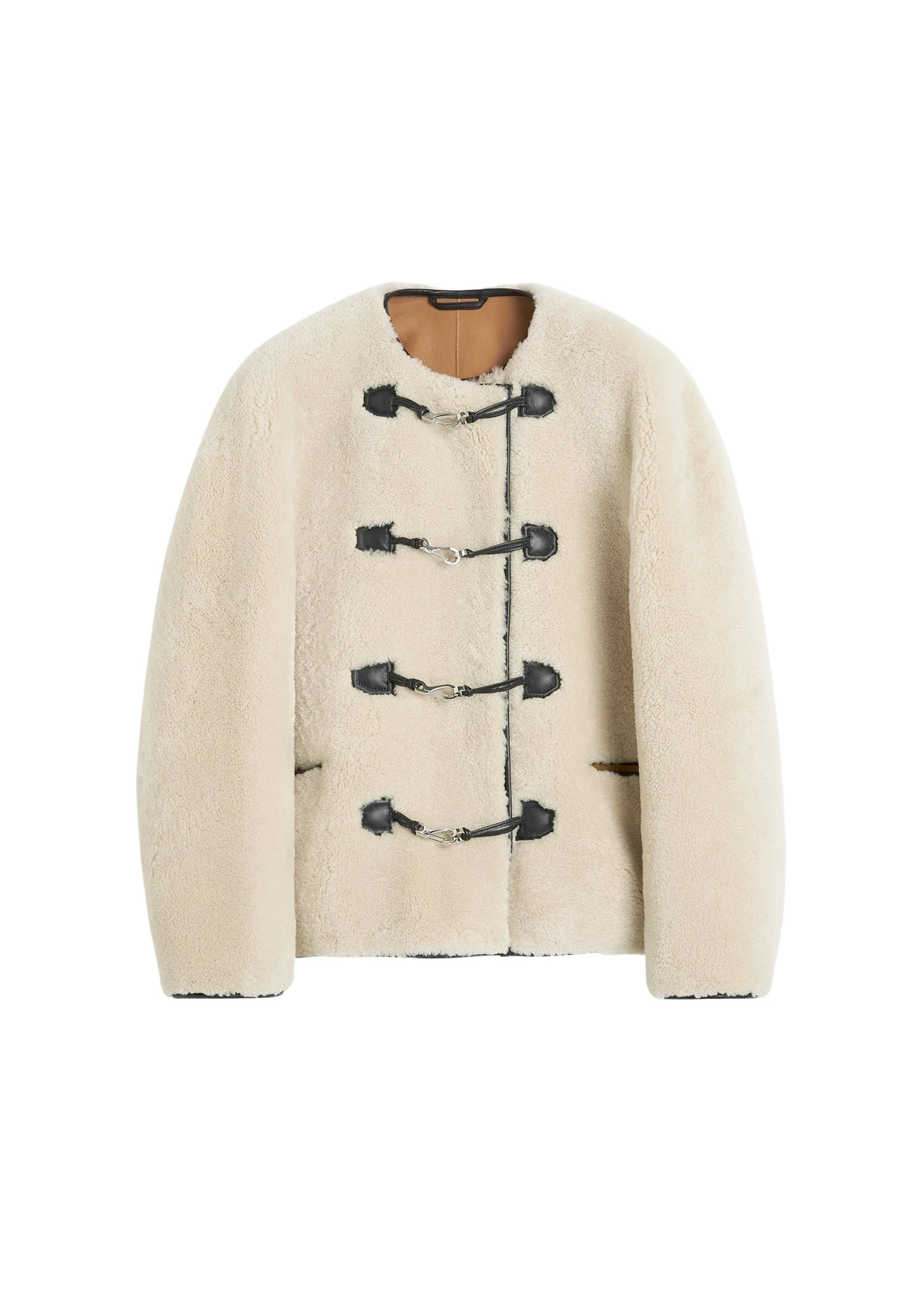 Toteme Teddy shearling clasp jacket in Off-white