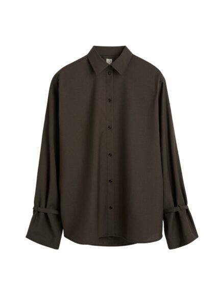 Totême Tie-cuff shirt in Pepper - Tops - Scandinavian Minimalist Luxury at Luxury Shoes 