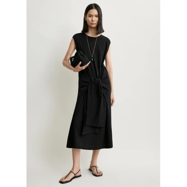 Toteme Tie-waist jersey dress in Black, view 2