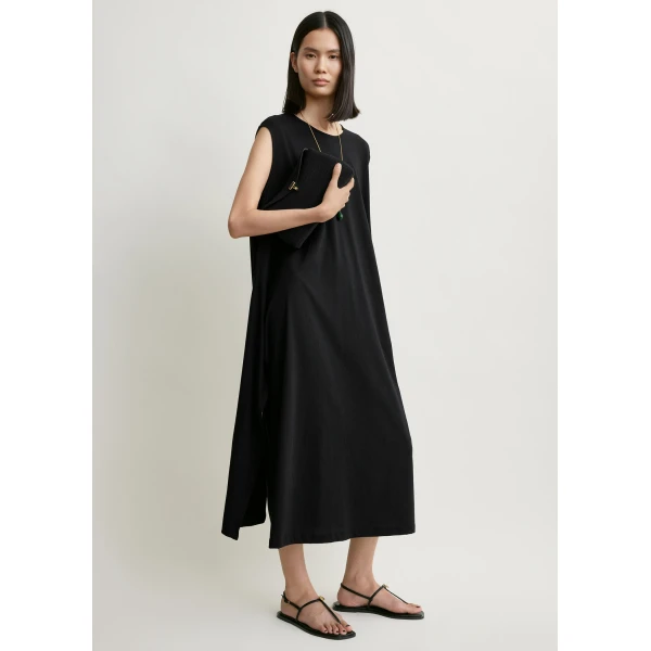 Toteme Tie-waist jersey dress in Black, view 3