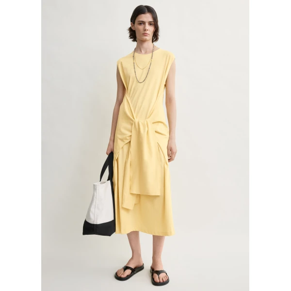 Toteme Tie-waist jersey dress in Buttercup, view 2