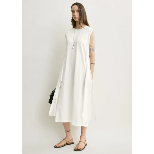 Toteme Tie-waist jersey dress in Off-white, view 3