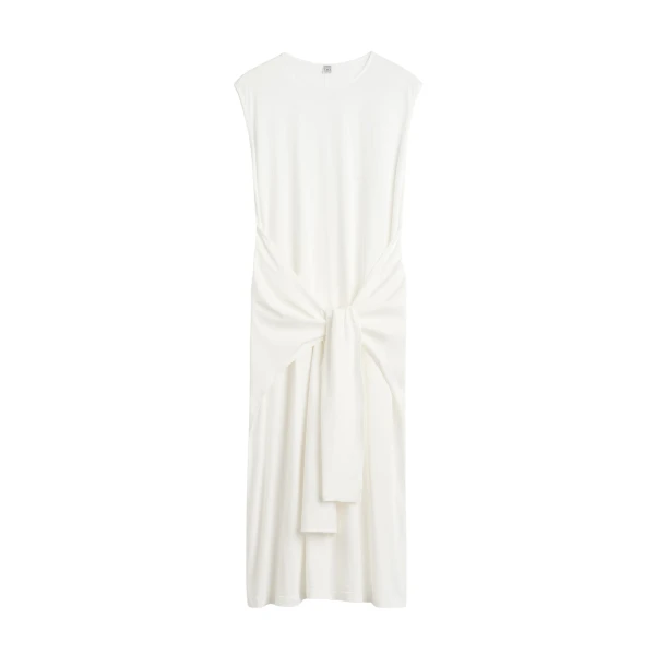 Toteme Tie-waist jersey dress in Off-white