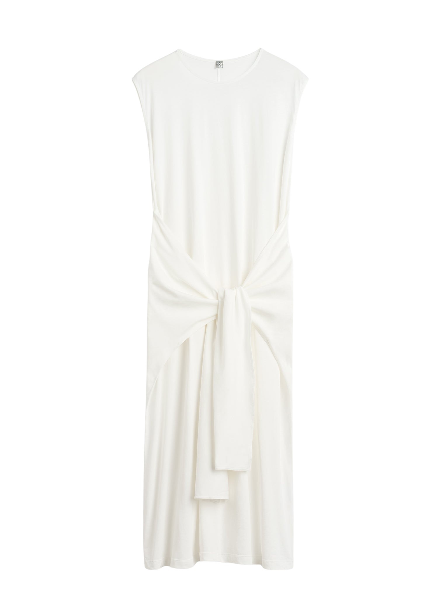 Totême Tie-waist jersey dress in Off-white - Dresses - Scandinavian Minimalist Luxury at Luxury Shoes 