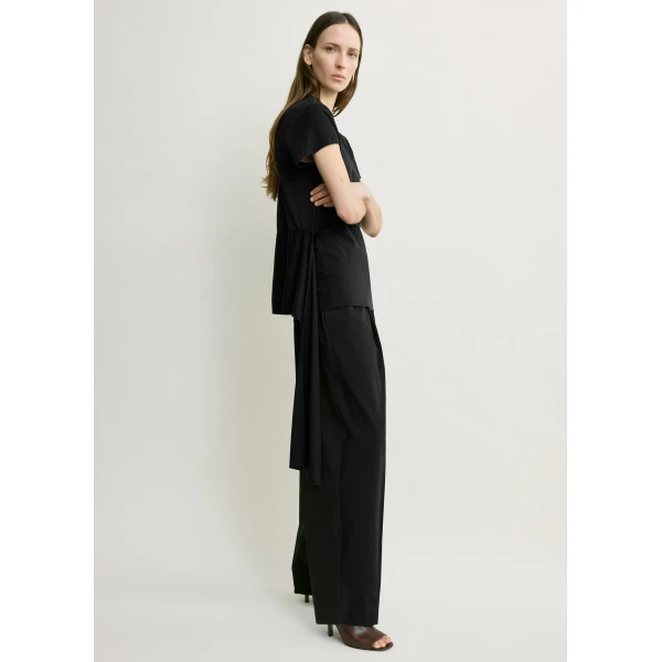 Toteme Tie-waist jersey top in Black, view 3