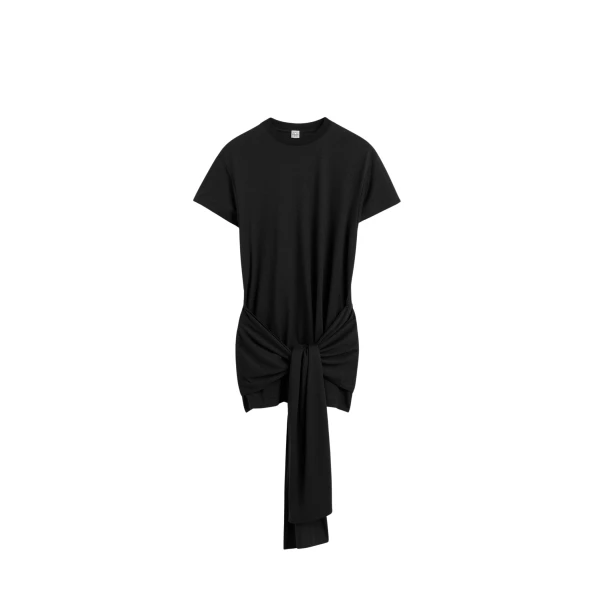 Toteme Tie-waist jersey top in Black