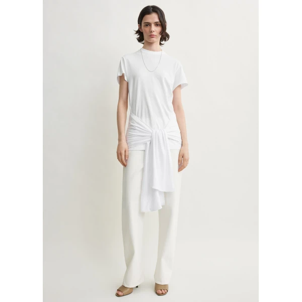 Toteme Tie-waist jersey top in White, view 2
