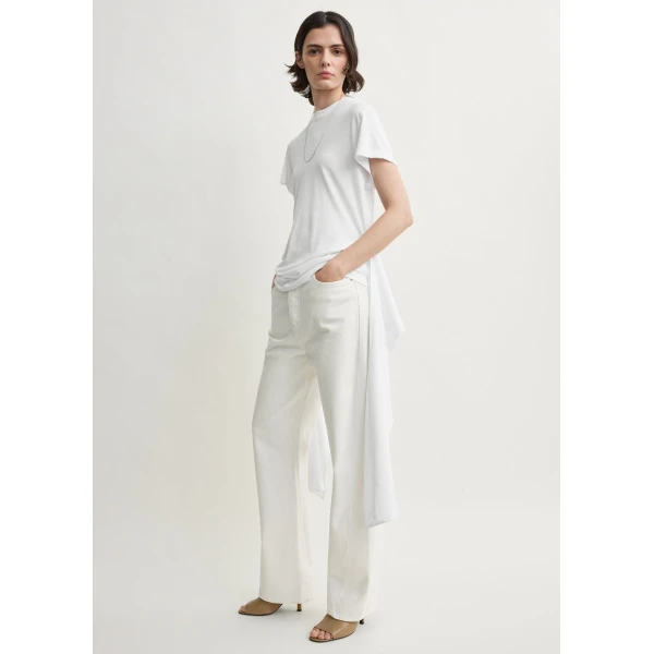 Toteme Tie-waist jersey top in White, view 3