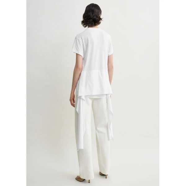 Toteme Tie-waist jersey top in White, view 4