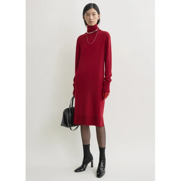 Toteme Turtleneck dress in Red, view 2