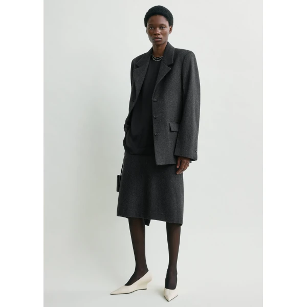 Toteme Twill suit jacket charcoal in Charcoal melange, view 2