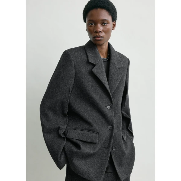 Toteme Twill suit jacket charcoal in Charcoal melange, view 5