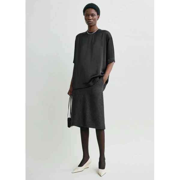 Toteme Twill suit skirt charcoal in Charcoal melange, view 2