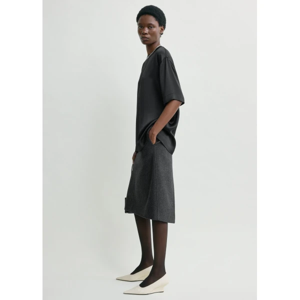 Toteme Twill suit skirt charcoal in Charcoal melange, view 3