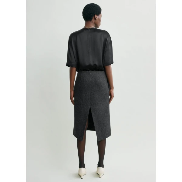 Toteme Twill suit skirt charcoal in Charcoal melange, view 4