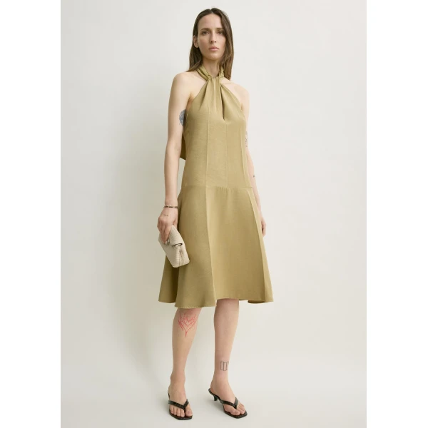 Toteme Twist halter dress in Cumin, view 2