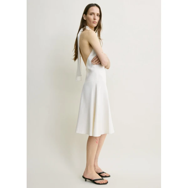 Toteme Twist halter dress in Ecru, view 3