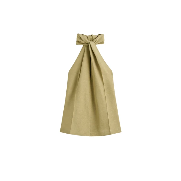 Totême Twist halter top in Cumin - Tops - Scandinavian Minimalist Luxury at Luxury Shoes 